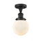 Beacon Semi-Flush Mount shown in the Oil Rubbed Bronze finish with a Matte White shade