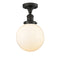 Beacon Semi-Flush Mount shown in the Oil Rubbed Bronze finish with a Matte White shade