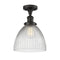 Seneca Falls Semi-Flush Mount shown in the Oil Rubbed Bronze finish with a Clear Halophane shade