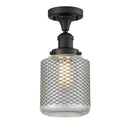 Stanton Semi-Flush Mount shown in the Oil Rubbed Bronze finish with a Clear Wire Mesh shade