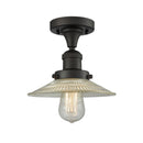 Halophane Semi-Flush Mount shown in the Oil Rubbed Bronze finish with a Clear Halophane shade