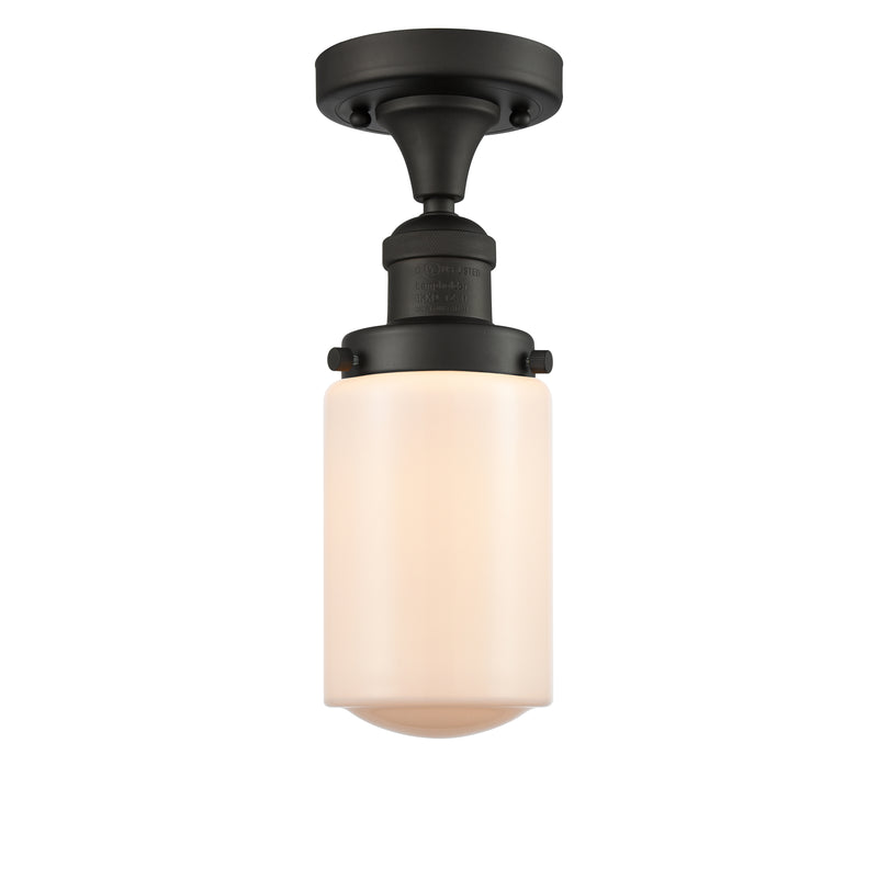 Dover Semi-Flush Mount shown in the Oil Rubbed Bronze finish with a Matte White shade