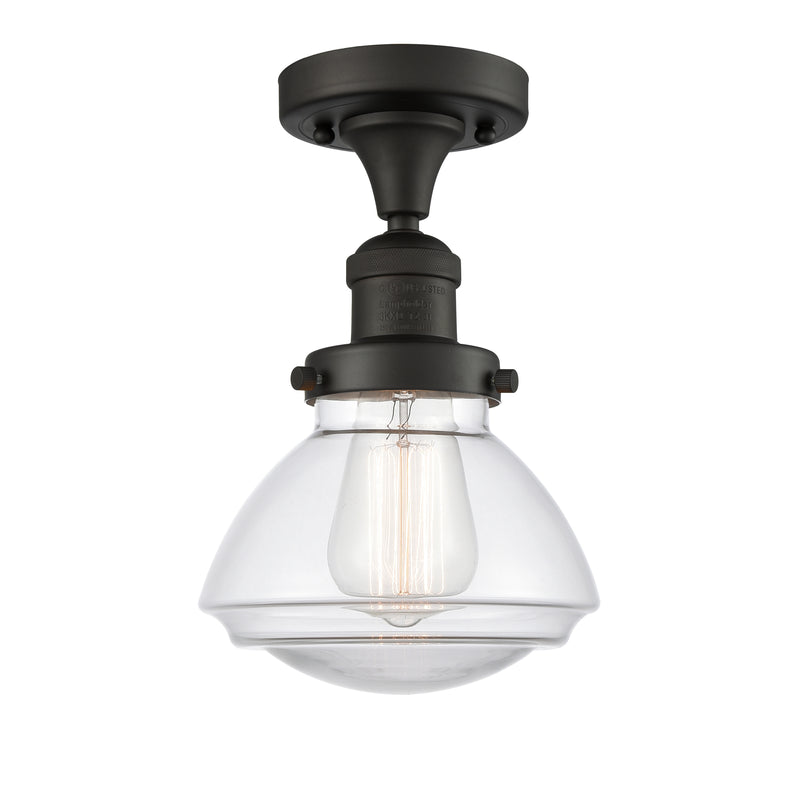 Olean Semi-Flush Mount shown in the Oil Rubbed Bronze finish with a Clear shade