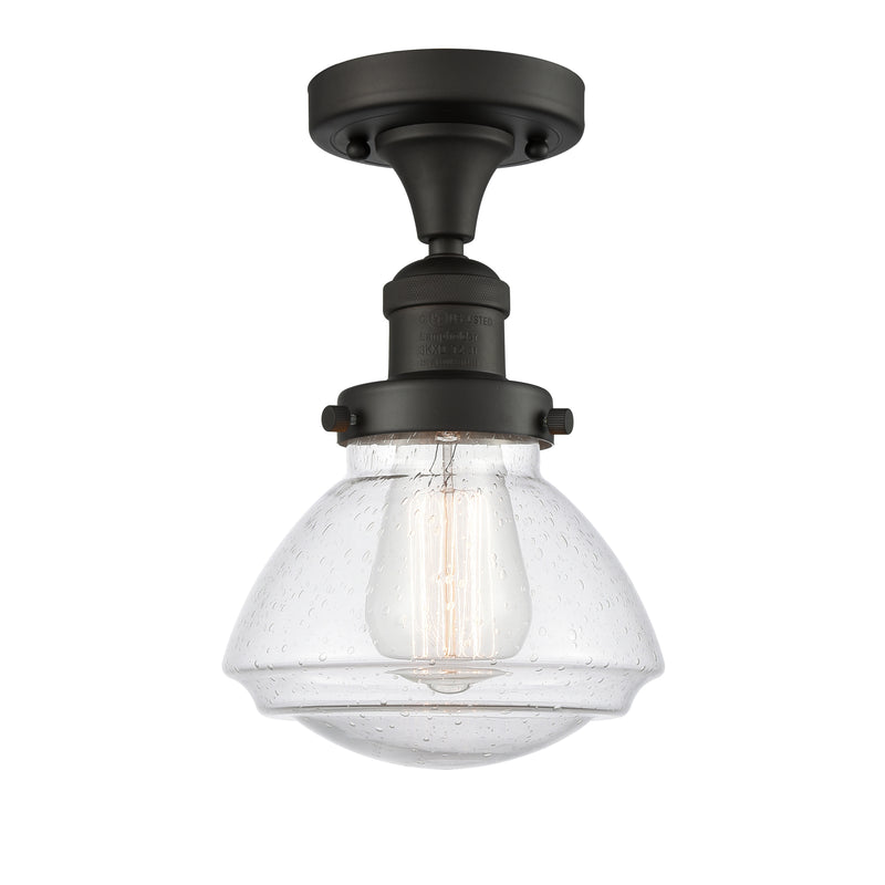 Olean Semi-Flush Mount shown in the Oil Rubbed Bronze finish with a Seedy shade