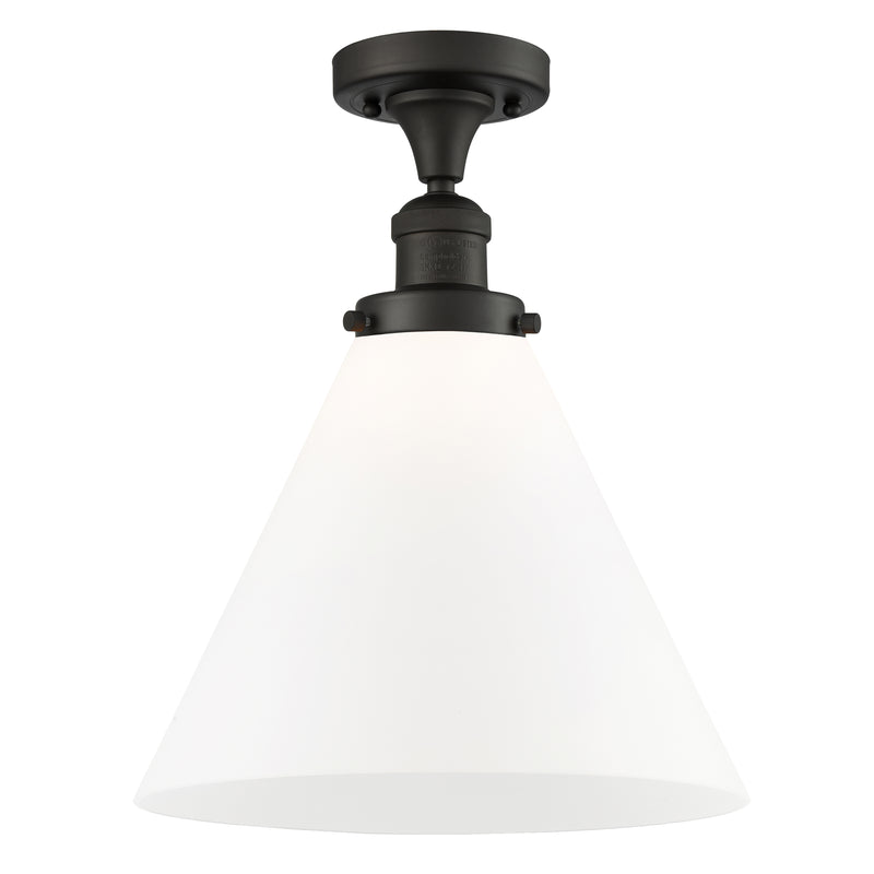 Cone Semi-Flush Mount shown in the Oil Rubbed Bronze finish with a Matte White shade