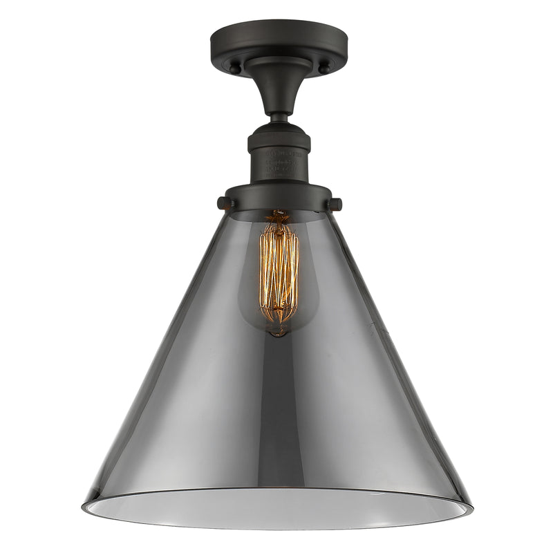 Cone Semi-Flush Mount shown in the Oil Rubbed Bronze finish with a Plated Smoke shade