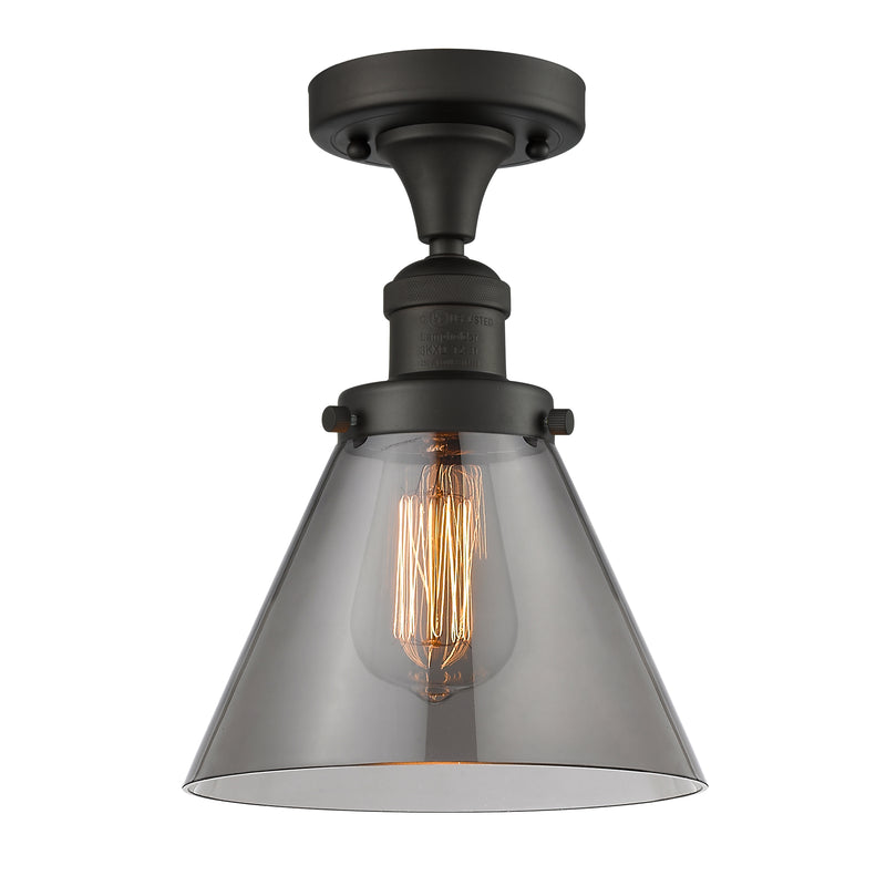 Cone Semi-Flush Mount shown in the Oil Rubbed Bronze finish with a Plated Smoke shade