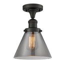 Cone Semi-Flush Mount shown in the Oil Rubbed Bronze finish with a Plated Smoke shade