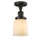 Bell Semi-Flush Mount shown in the Oil Rubbed Bronze finish with a Matte White shade