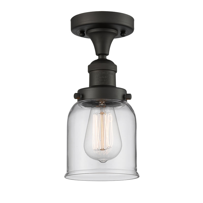 Bell Semi-Flush Mount shown in the Oil Rubbed Bronze finish with a Clear shade