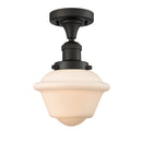 Oxford Semi-Flush Mount shown in the Oil Rubbed Bronze finish with a Matte White shade