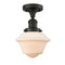 Oxford Semi-Flush Mount shown in the Oil Rubbed Bronze finish with a Matte White shade