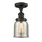 Bell Semi-Flush Mount shown in the Oil Rubbed Bronze finish with a Silver Plated Mercury shade