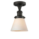 Cone Semi-Flush Mount shown in the Oil Rubbed Bronze finish with a Matte White shade