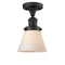 Cone Semi-Flush Mount shown in the Oil Rubbed Bronze finish with a Matte White shade