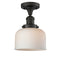 Bell Semi-Flush Mount shown in the Oil Rubbed Bronze finish with a Matte White shade