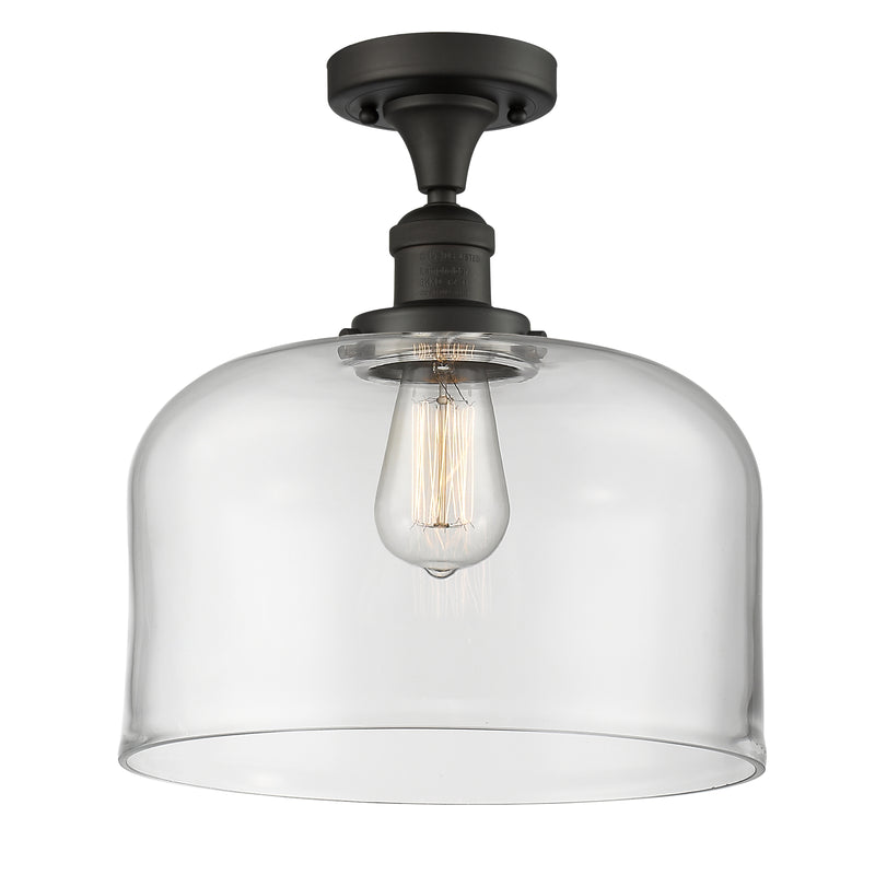 Bell Semi-Flush Mount shown in the Oil Rubbed Bronze finish with a Clear shade