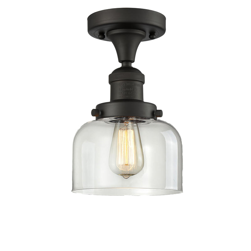 Bell Semi-Flush Mount shown in the Oil Rubbed Bronze finish with a Clear shade