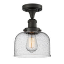 Bell Semi-Flush Mount shown in the Oil Rubbed Bronze finish with a Seedy shade