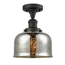 Bell Semi-Flush Mount shown in the Oil Rubbed Bronze finish with a Silver Plated Mercury shade