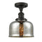 Bell Semi-Flush Mount shown in the Oil Rubbed Bronze finish with a Silver Plated Mercury shade