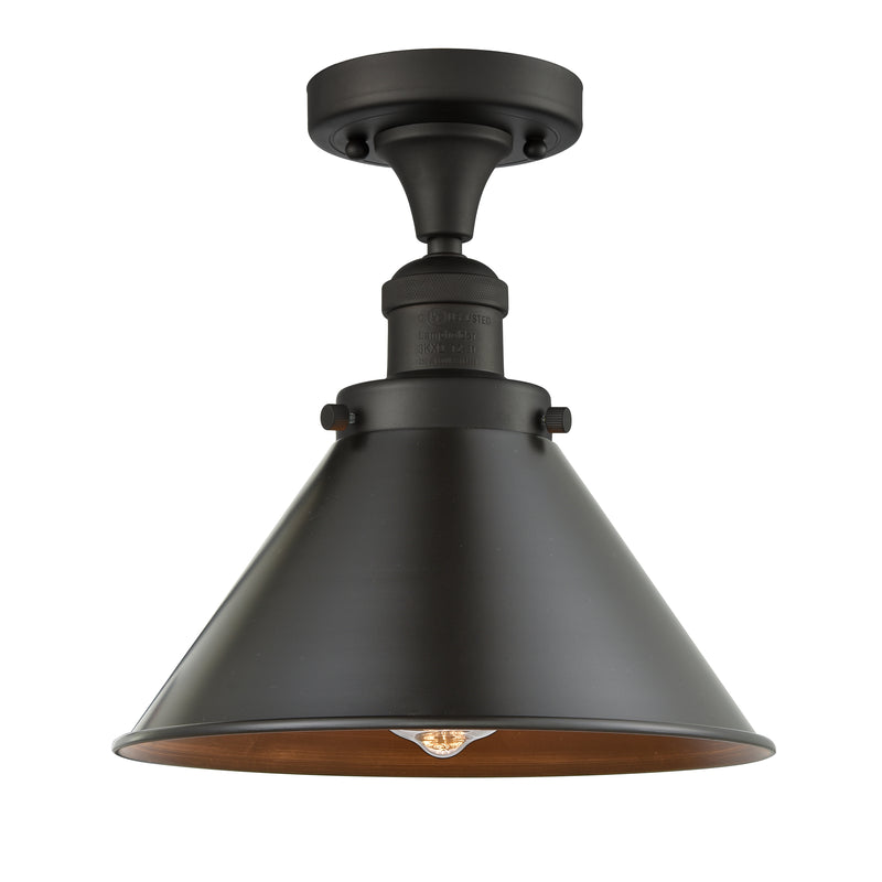 Briarcliff Semi-Flush Mount shown in the Oil Rubbed Bronze finish with a Oil Rubbed Bronze shade