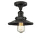 Railroad Semi-Flush Mount shown in the Oil Rubbed Bronze finish with a Oil Rubbed Bronze shade