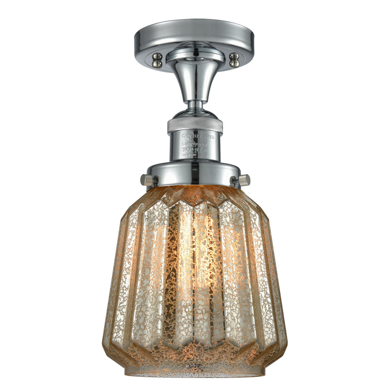 Chatham Semi-Flush Mount shown in the Polished Chrome finish with a Mercury shade