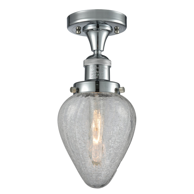 Geneseo Semi-Flush Mount shown in the Polished Chrome finish with a Clear Crackled shade