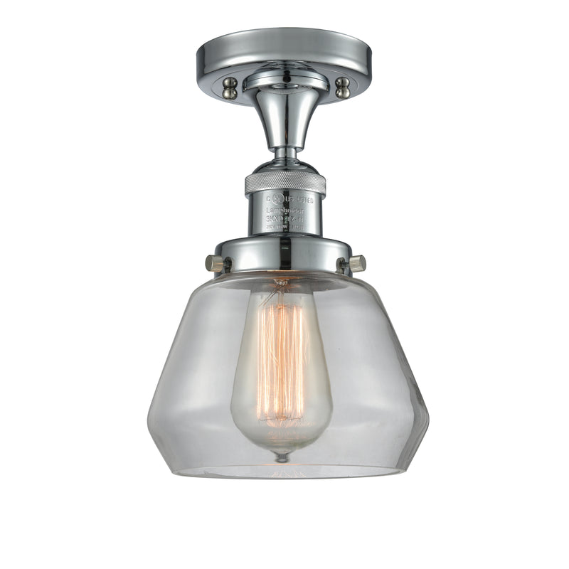 Fulton Semi-Flush Mount shown in the Polished Chrome finish with a Clear shade