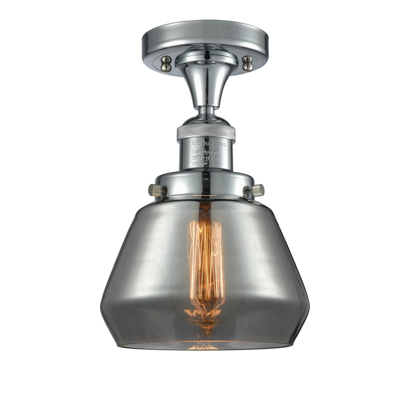 Fulton Semi-Flush Mount shown in the Polished Chrome finish with a Plated Smoke shade