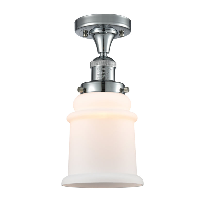 Canton Semi-Flush Mount shown in the Polished Chrome finish with a Matte White shade