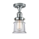 Canton Semi-Flush Mount shown in the Polished Chrome finish with a Clear shade