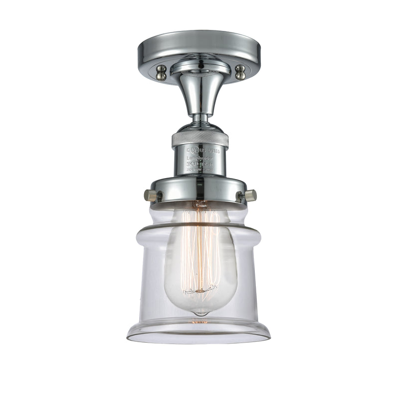 Canton Semi-Flush Mount shown in the Polished Chrome finish with a Clear shade