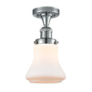 Bellmont Semi-Flush Mount shown in the Polished Chrome finish with a Matte White shade