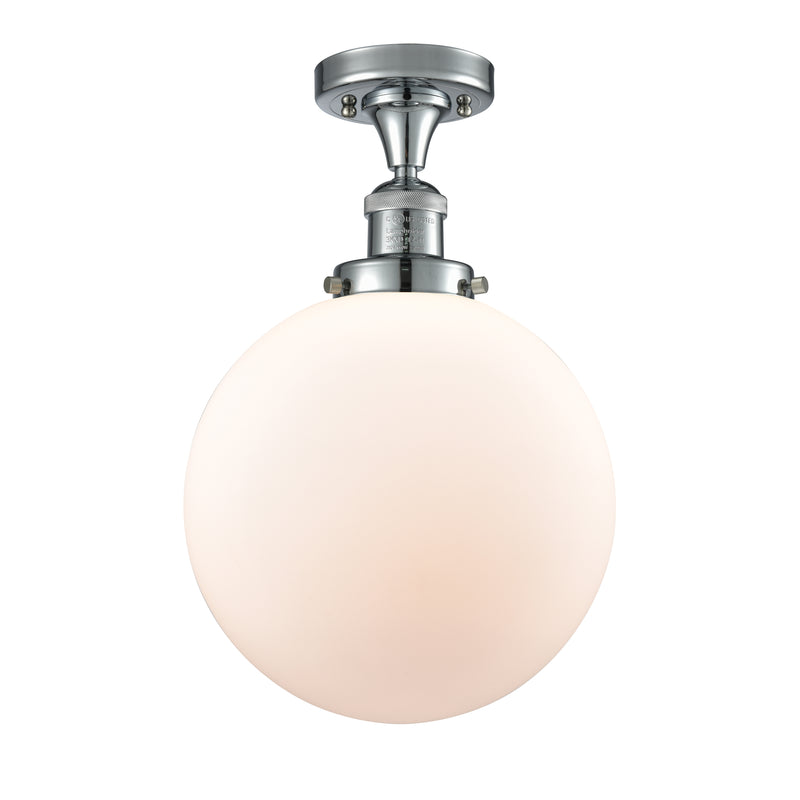 Beacon Semi-Flush Mount shown in the Polished Chrome finish with a Matte White shade