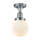 Beacon Semi-Flush Mount shown in the Polished Chrome finish with a Matte White shade