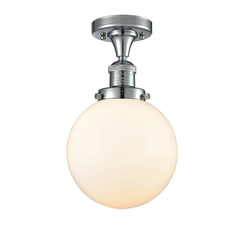 Beacon Semi-Flush Mount shown in the Polished Chrome finish with a Matte White shade