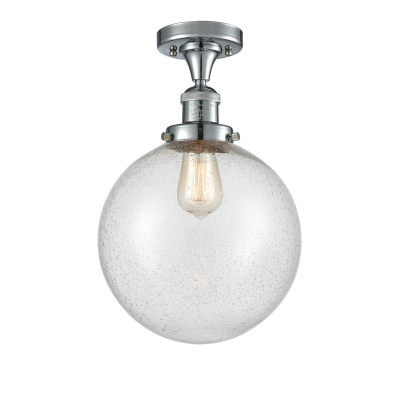 Beacon Semi-Flush Mount shown in the Polished Chrome finish with a Seedy shade