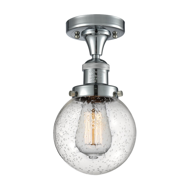 Beacon Semi-Flush Mount shown in the Polished Chrome finish with a Seedy shade