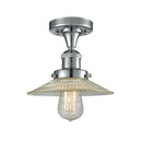 Halophane Semi-Flush Mount shown in the Polished Chrome finish with a Clear Halophane shade