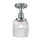 Colton Semi-Flush Mount shown in the Polished Chrome finish with a Clear Halophane shade