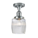 Colton Semi-Flush Mount shown in the Polished Chrome finish with a Clear Halophane shade