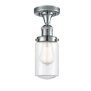 Dover Semi-Flush Mount shown in the Polished Chrome finish with a Clear shade