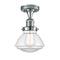 Olean Semi-Flush Mount shown in the Polished Chrome finish with a Clear shade