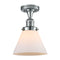 Cone Semi-Flush Mount shown in the Polished Chrome finish with a Matte White shade