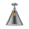 Cone Semi-Flush Mount shown in the Polished Chrome finish with a Plated Smoke shade