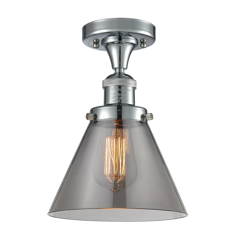 Cone Semi-Flush Mount shown in the Polished Chrome finish with a Plated Smoke shade