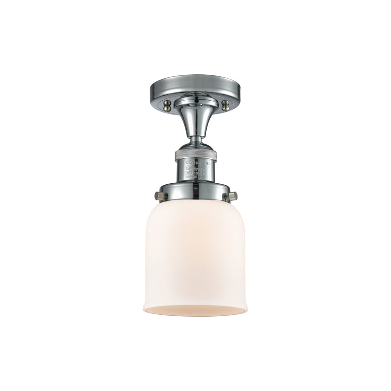 Bell Semi-Flush Mount shown in the Polished Chrome finish with a Matte White shade