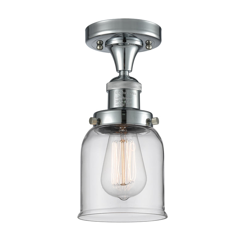 Bell Semi-Flush Mount shown in the Polished Chrome finish with a Clear shade